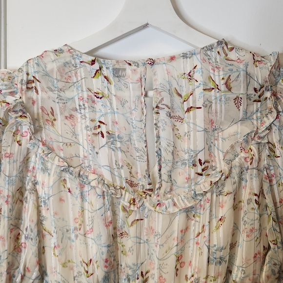 WALTER BAKER Betsy Floral-Print Metallic Burnout Georgette Mini Dress Size S - Picture 6 of 16